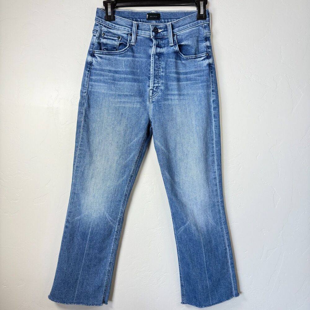 MOTHER The Tripper Ankle Fray Jeans 28 We The Animals Blue High Rise Raw Hem